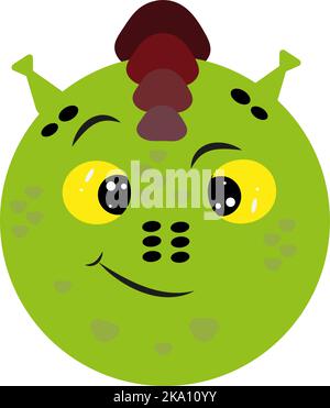 Lustige Tier verrückten Drachen, Illustration oder Symbol, Vektor auf weißem Hintergrund. Stock Vektor