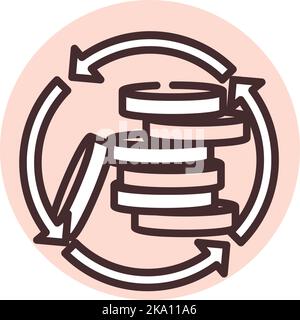 Investitionsrotation, Illustration oder Symbol, Vektor auf weißem Hintergrund. Stock Vektor