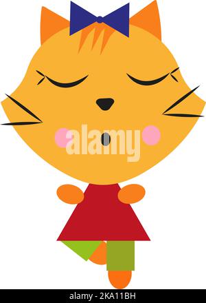 Kitty macht Yoga, Illustration oder Symbol, Vektor auf weißem Hintergrund. Stock Vektor