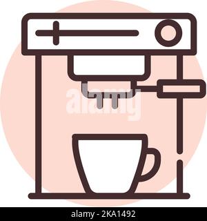 Technologie-Kaffeemaschine, Illustration oder Symbol, Vektor auf weißem Hintergrund. Stock Vektor