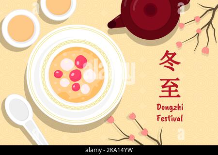 Flaches Design Dongzhi Festival Hintergrund Illustration Stock Vektor