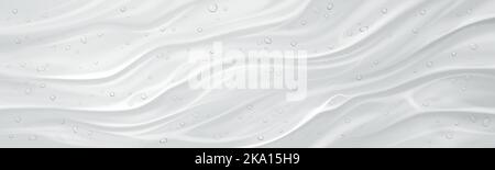 Hintergrund der flüssigen Geltextur, Hyaluronsäure-Serum. Collagen Beauty Hautpflegeprodukt. Klare kosmetische Creme mit Blasen Nahaufnahme, Skin Cleanser horizontalen Hintergrund, realistische 3D Vektor-Illustration Stock Vektor