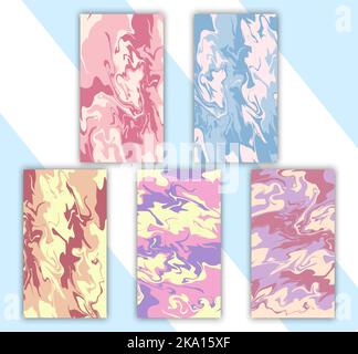 Vorlagen für Social-Media-Meldungen. Abstrakte vertikale Hintergründe. Vector Set aus lebhaften Kulissen im trendigen Fluiddesign. Größe 1080 x 1920. Stock Vektor