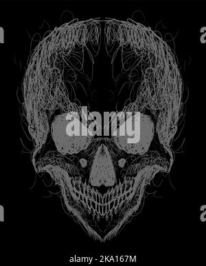 Illustration abstrakter Schädelkopf mit Scrible-Stil Stock Vektor