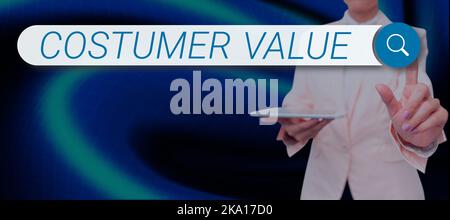 Textunterschrift mit dem Wert des Kunden. Wort für den Schutz eines Computersystems vor unberechtigtem Zugriff Geschäftsmann in Anzug hält Tablet symbolisieren Stockfoto