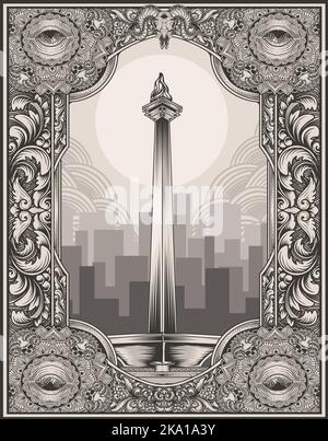 Illustration Monas jakarta Wahrzeichen Ikone Stock Vektor