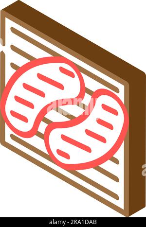 Abbildung des isometrischen Symbols für gegrilltes Wurstfleisch Stock Vektor