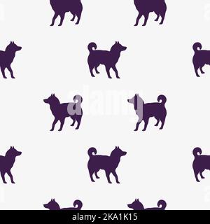 Stehender sibirischer Husky Welpe. Nahtloses Muster. Hundehüsse. Endlose Textur. Isoliert auf weißem Hintergrund. Design für Tapete, Stoff, Dekor. Stock Vektor