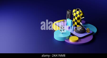 3D Rendering Online Special Offer Post auf dem Smartphone. Stockfoto