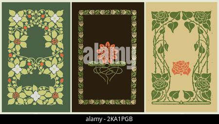 Rahmen mit Vintage-Blumen. Designelemente für Menüs, Broschüren, Buchumschläge, Verpackungsetiketten und Einladungen Stock Vektor