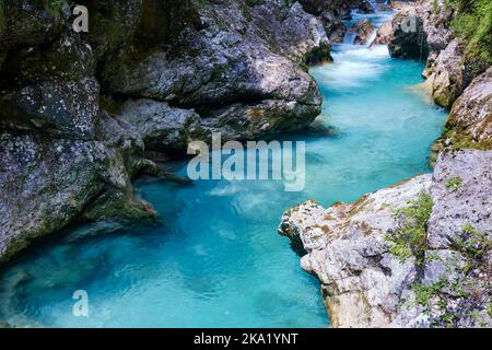 Einer der letzten wilden Flüsse Europas, der Soca Stockfoto