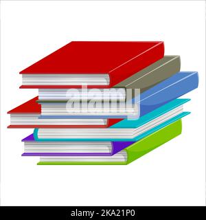 Abbildung des Buchstapels. Isoliert auf weißem Hintergrund. Stock Vektor