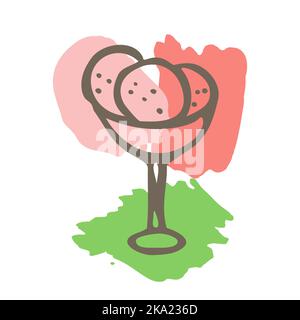Doodle Eisschaufeln im Glas. Kreative minimalistische abstrakte Hintergrund Pastellfarben. Grafik Design Wanddekoration Banner Poster Mode Cover te Stock Vektor