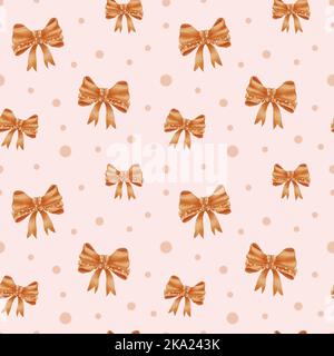 Aquarell Nahtloses Muster Mit Schleifen. Festliches Design Für Grußkarten, Verpackungen, Textilien. Illustration von Orange Bögen von Hand gezeichnet Stockfoto
