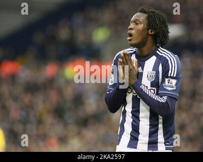 22.. Dezember 2012 - Barclays Premiership - West Bromwich Albion vs. Norwich City - Romelu Lakuku aus West Bromwich Albion reagiert, nachdem er eine Chance verpasst hat - Foto: Paul Roberts/Pathos. Stockfoto