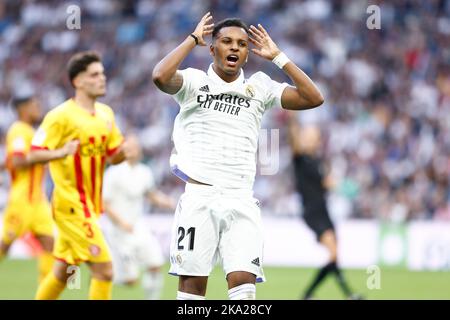 Rodrygo geht vom Real Madrid während des Fußballspiels der spanischen Meisterschaft La Liga zwischen Real Madrid und dem FC Girona am 30. Oktober 2022 im Santiago Bernabeu-Stadion in Madrid, Spanien - Foto: Oscar J Barroso/DPPI/LiveMedia Stockfoto