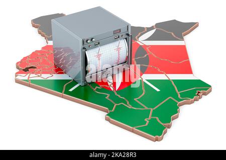 Erdbeben in Kenia Konzept, 3D Rendering isoliert auf weißem Hintergrund Stockfoto