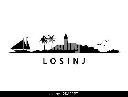 Losinj Skyline Landschaft Stadt Vektorgrafik Stock Vektor
