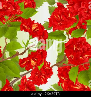 Nahtlose Textur Hibiskus rot tropischen Blumen Natur Hintergrund vintage Vektor botanische Illustration Hand zeichnen editierbar Stock Vektor
