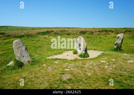 The Famous Men an Tol Standing Stones, West Cornwall, Großbritannien - John Gollop Stockfoto