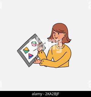 Visuelle Geschichten Illustration.Content Website.Social Media Marketing-Lösungen, Business-Konzept Illustration.Content-Erstellung. Soziale Medien. Cross Stock Vektor