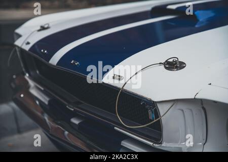 Nahaufnahme einer Vorderseite des Sportwagenmodells Shelby Mustang Stockfoto