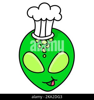Ein süßer, grüner Alien-Koch, isoliert auf weißem Hintergrund Stock Vektor