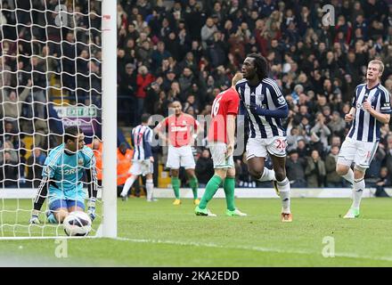 09. März 2013 - Fußball - Barclays Premiership Football - West Bromwich Albion Vs. Swansea City - Romelu Lakuku aus West Bromwich Albion feiert nach dem Ausgleich für WBA (1-1) - Foto: Paul Roberts/Pathos. Stockfoto