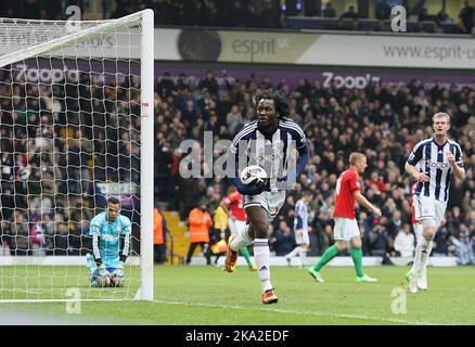 09. März 2013 - Fußball - Barclays Premiership Football - West Bromwich Albion Vs. Swansea City - Romelu Lakuku aus West Bromwich Albion feiert nach dem Ausgleich für WBA (1-1) - Foto: Paul Roberts/Pathos. Stockfoto