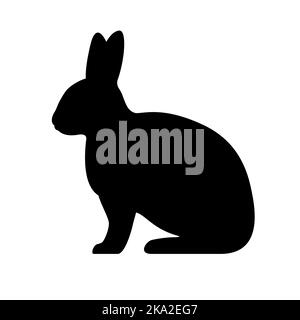 Silhouette des arktischen Hasen. Vektor-Illustration schwarze Silhouette polarer arktischer Hase isoliert auf weiß. Logo-Symbol, Seitenansicht. Stock Vektor