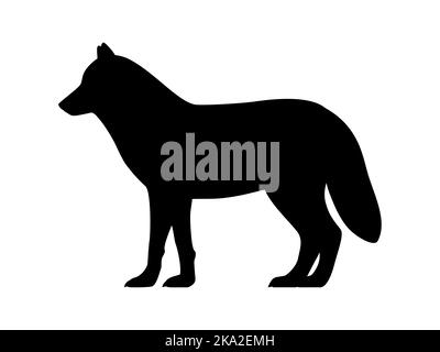 Silhouette des arktischen Wolfes. Vektor-Illustration schwarz Silhouette polar weiß arktischen Wolf isoliert auf weiß. Protokoll-Symbol, Seitenansicht. Stock Vektor