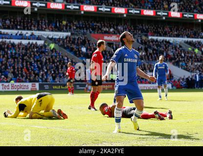 11.. Mai 2014 - Barclays Premier League - Cardiff City gegen Chelsea - Eden die Gefahr von Chelsea reagiert auf eine verpasste Chance - Foto: Paul Roberts/Pathos. Stockfoto