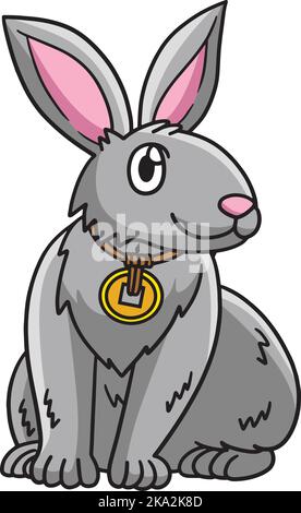 Happy Rabbit Cartoon Farbige Cliparte Illustration Stock Vektor