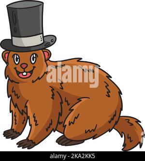 Murmeltier mit Spitzenhut Cartoon farbige Clipart Stock Vektor