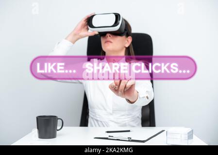 Konzeptionelle Anzeige wie Share Clicks . Geschäftsansatz Content-Marketing zur Steigerung der emotionalen Bindung Social Media Denken Neue Schreibkonzepte, Breaking Stockfoto