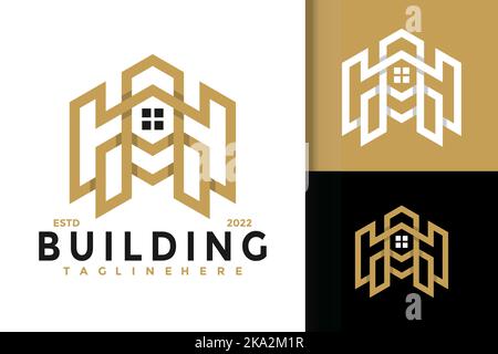 Ein Vektor eines „House Building Logo Design, Template“ für moderne Unternehmen Stock Vektor