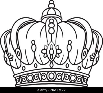 Mardi Gras King Crown Isolated Coloring Page Stock Vektor