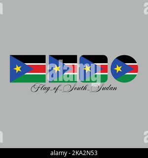 Flagge des südsudan Nation Design Kunstwerk mit verschiedenen Stil. Editierbar, skalierbar, EPS 10, Vektorgrafik. Stock Vektor