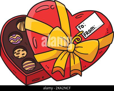 Herz Pralinen Box Cartoon Farbige Cliparte Stock Vektor