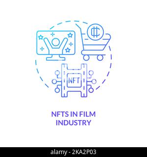 NFTS in der Filmindustrie blaues Gradientenkonzept-Symbol Stock Vektor