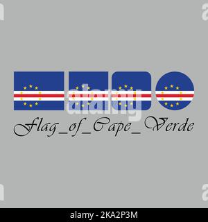Flagge der Kapverdischen Nation Design-Kunstwerk mit verschiedenen Stil. Editierbar, skalierbar, EPS 10, Vektorgrafik. Stock Vektor