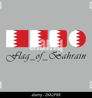 Flagge von Bahrain Design-Kunstwerke mit unterschiedlichem Stil. Editierbar, skalierbar, EPS 10, Vektorgrafik. Stock Vektor