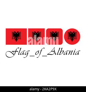 Flagge Albaniens Nation Design Kunstwerk mit verschiedenen Stil. Editierbar, skalierbar, EPS 10, Vektorgrafik. Stock Vektor