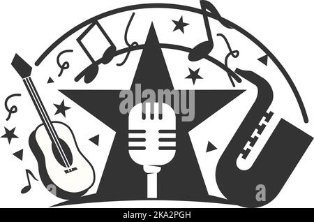 Musikfestival Event Logo Symbol Illustration Markenidentität Stock Vektor