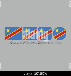 Flagge der demokratischen republik kongo Nation Design Kunstwerk mit verschiedenen Stil. Editierbar, skalierbar, EPS 10, Vektorgrafik. Stock Vektor