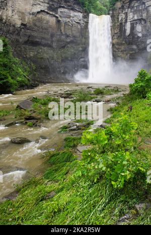 Die Taughannock Falls fallen 215 Meter in die Taighannock Creek Gorge, den Taughannock Falls State Park, Tompins County, New York Stockfoto