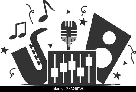 Musikfestival Event Logo Symbol Illustration Markenidentität Stock Vektor