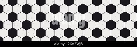 Schwarz-Weiß-Panorama-Textur Fußball Hintergrund Ball - Vektor-Illustration Stock Vektor