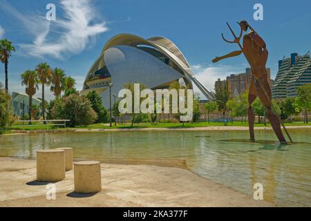 Palau de les Arts Reina Sofia, Palast der Künste in der Stadt Valencia, Provinz Valencia, Spanien. Stockfoto