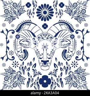 ram mexikanischen talavera puebla Kunst Illustration Mosaik Muster im Vektorformat Stock Vektor